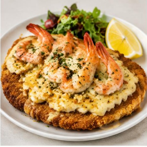 Cheese Garlic Prawn Schnitzel