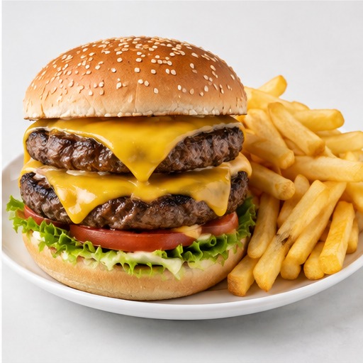 DOUBLE CHEESE BURGER & CHIPS