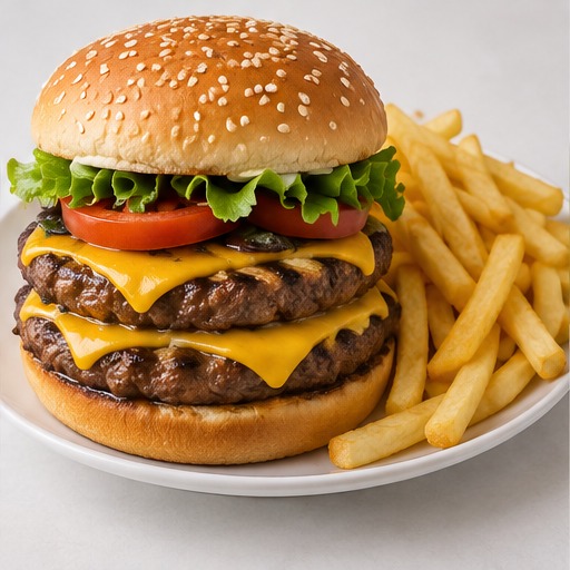 Double Steak Burger & Fries