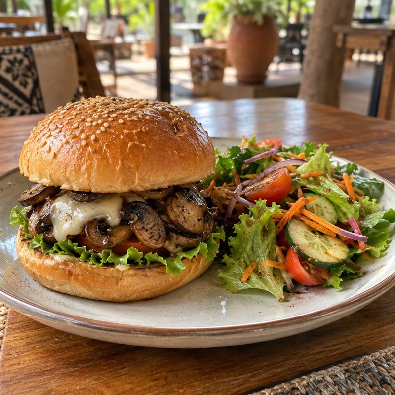 Mushroom Burger + Salad