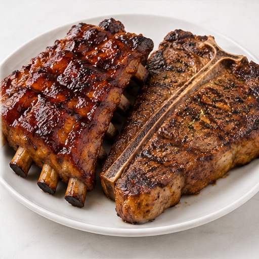 Pork Ribs and T-Bone