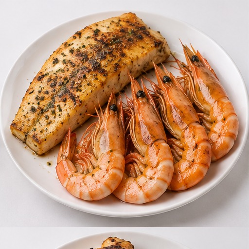 Hake & 4 Queen Prawns