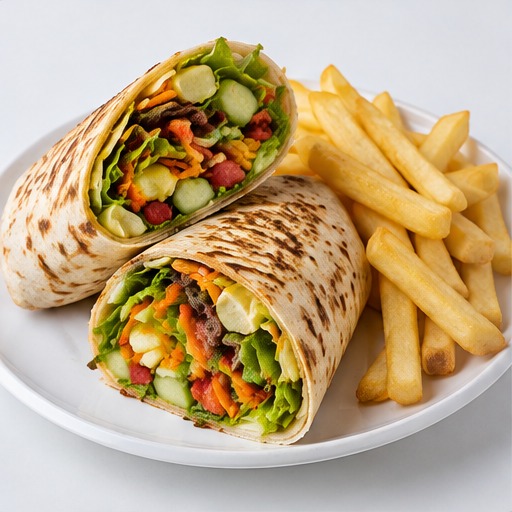 Vegetarian Wrap & Fries