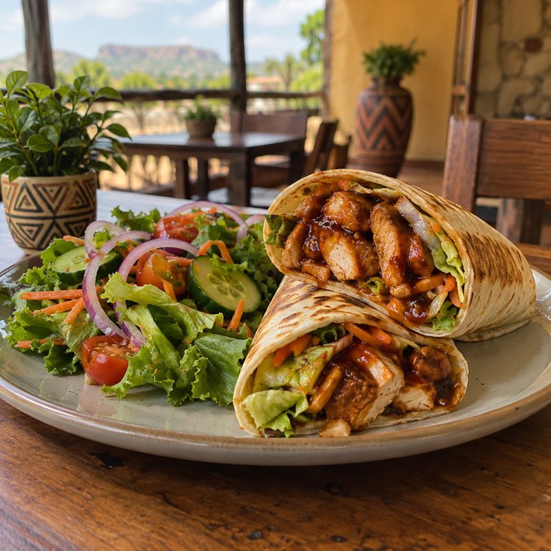 BBQ Chicken Wrap + Salad