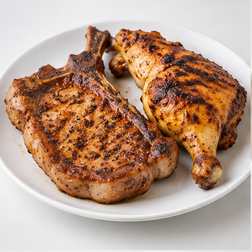 Pork Chops and Grilled Chicken