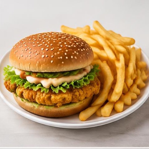 Chicken Burger with Medium Chips