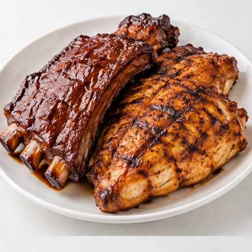 Pork Ribs and Grilled Chicken