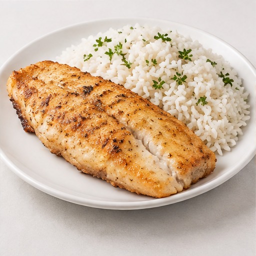 Single Hake Fillet & Rice