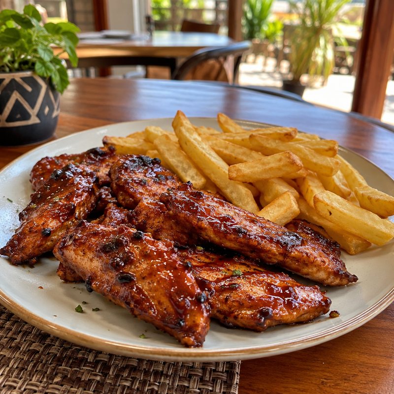 BBQ Chicken Strips with Chips
