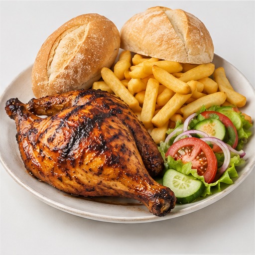 Half Chicken, 2 Rolls, Salad & Chips