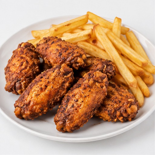 Crumbed Chicken Wings & Fries