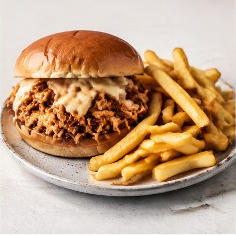 Pulled Chicken Sandwich with Cheese with Side
