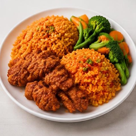 Chicken Strips, Veg & Spicy Rice