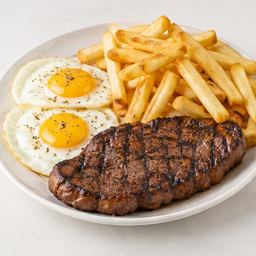 Steak, Egg & Chips
