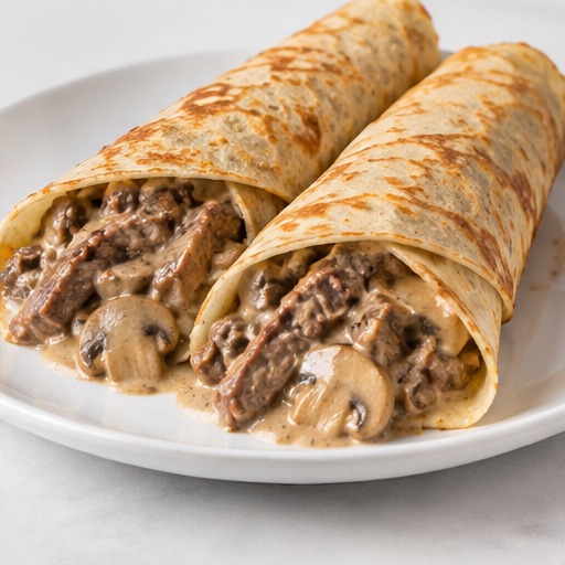 Beef Stroganoff Crepes