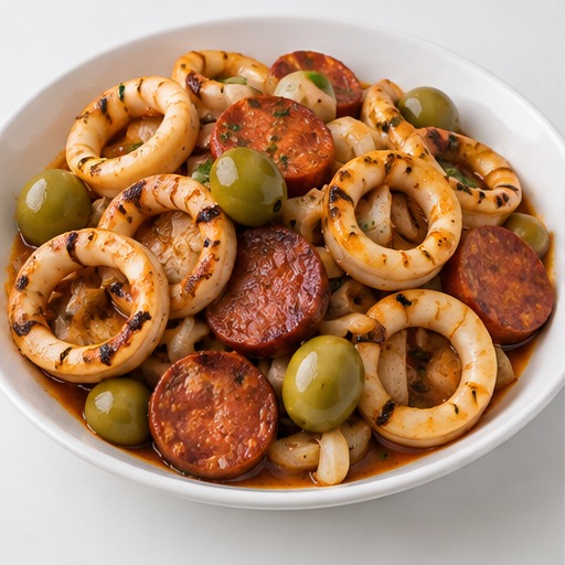 Calamari Chourico & Green Olives