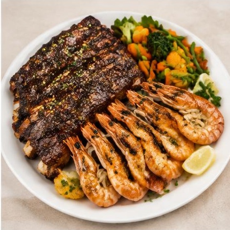Ribs & Prawns Combo