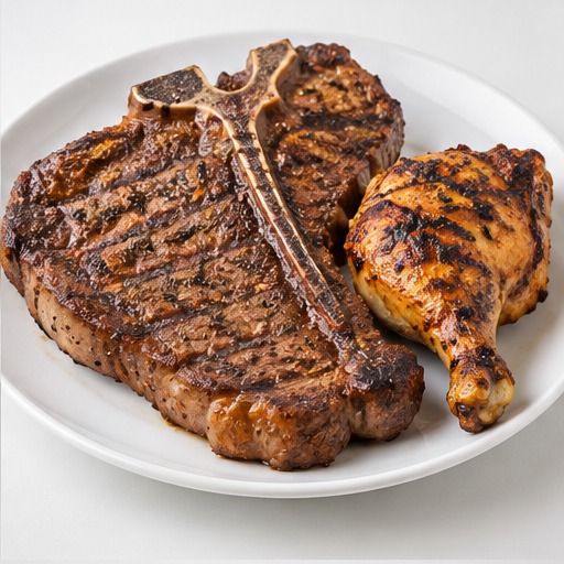 T-Bone Steak and Grilled Chicken