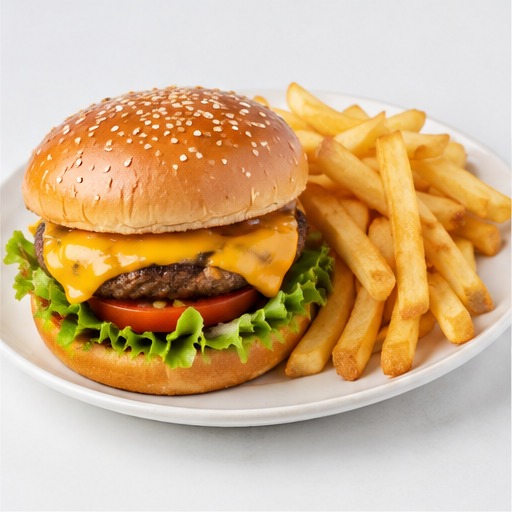 Cheddar melt Burger & Fries
