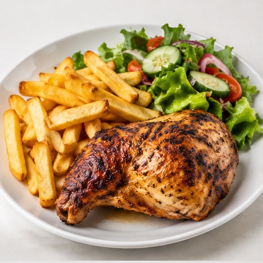 Quarter Chicken, Chips & Green Salad