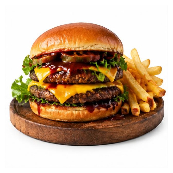 Phanda Cheesy BBQ Double Burger + Chips
