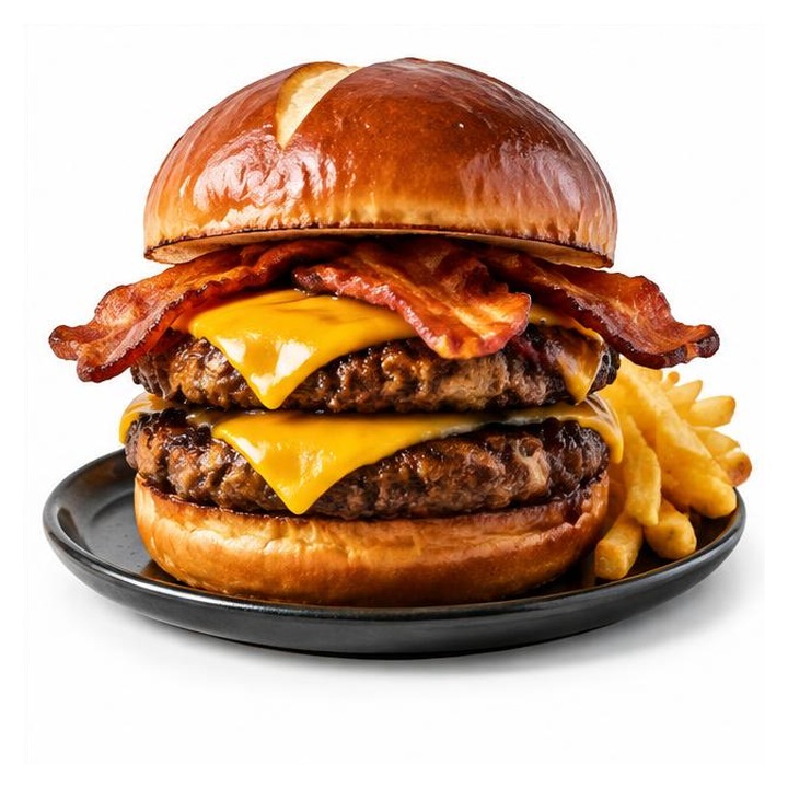 Double Cheesy Bacon Burger + Chips